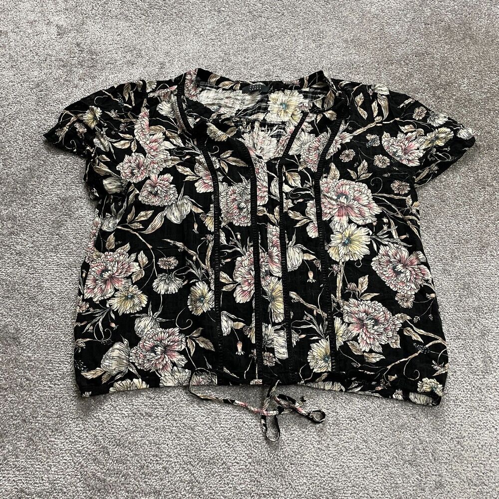Kelly Renee Blouse Womens 2XL Multicolor Floral Short Sleeve V-Neck Casual Top